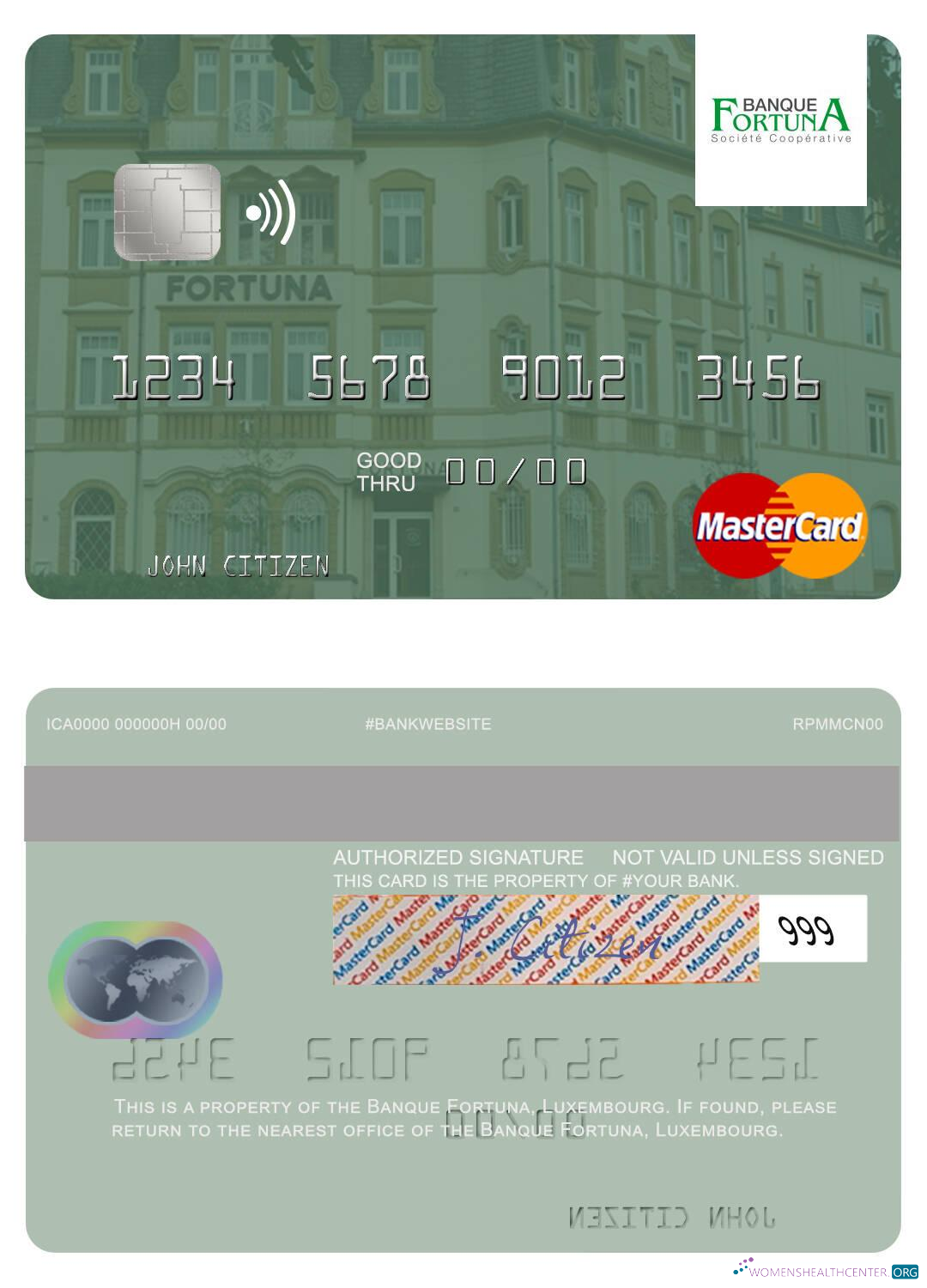 Download Luxembourg Banque Fortuna mastercard Photoshop template